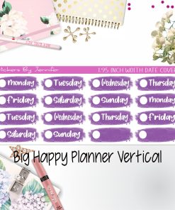 Date Covers 1.95 inch Width Quarter Box Labels 052 for Big Happy Planner Vertical Planner Stickers