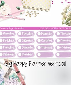 Date Covers 1.95 inch Width Quarter Box Labels 054 for Big Happy Planner Vertical Planner Stickers