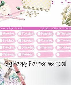 Date Covers 1.95 inch Width Quarter Box Labels 056 for Big Happy Planner Vertical Planner Stickers