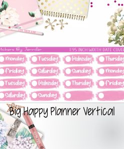 Date Covers 1.95 inch Width Quarter Box Labels 057 for Big Happy Planner Vertical Planner Stickers