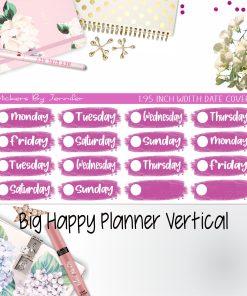 Date Covers 1.95 inch Width Quarter Box Labels 059 for Big Happy Planner Vertical Planner Stickers