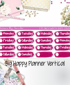 Date Covers 1.95 inch Width Quarter Box Labels 061 for Big Happy Planner Vertical Planner Stickers
