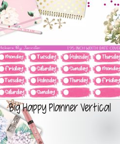 Date Covers 1.95 inch Width Quarter Box Labels 064 for Big Happy Planner Vertical Planner Stickers