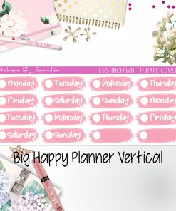 Date Covers 1.95 inch Width Quarter Box Labels 066 for Big Happy Planner Vertical Planner Stickers