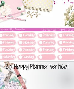 Date Covers 1.95 inch Width Quarter Box Labels 067 for Big Happy Planner Vertical Planner Stickers