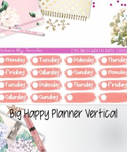 Date Covers 1.95 inch Width Quarter Box Labels 069 for Big Happy Planner Vertical Planner Stickers