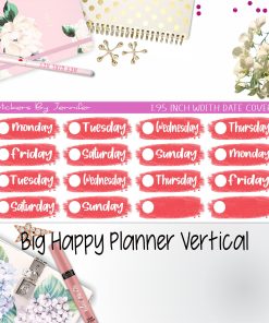 Date Covers 1.95 inch Width Quarter Box Labels 071 for Big Happy Planner Vertical Planner Stickers