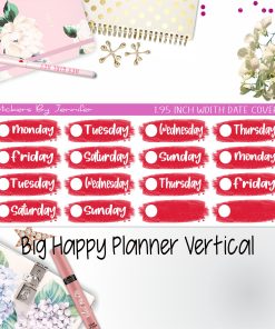 Date Covers 1.95 inch Width Quarter Box Labels 073 for Big Happy Planner Vertical Planner Stickers