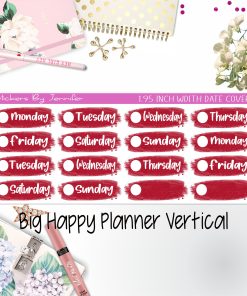 Date Covers 1.95 inch Width Quarter Box Labels 074 for Big Happy Planner Vertical Planner Stickers