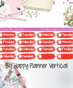 Date Covers 1.95 inch Width Quarter Box Labels 075 for Big Happy Planner Vertical Planner Stickers