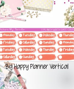 Date Covers 1.95 inch Width Quarter Box Labels 076 for Big Happy Planner Vertical Planner Stickers