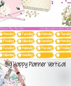 Date Covers 1.95 inch Width Quarter Box Labels 080 for Big Happy Planner Vertical Planner Stickers