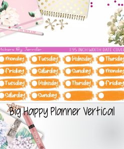 Date Covers 1.95 inch Width Quarter Box Labels 081 for Big Happy Planner Vertical Planner Stickers