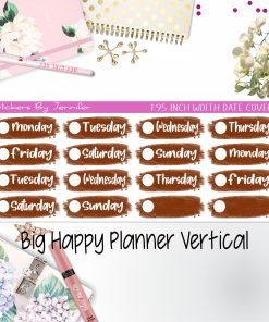 Date Covers 1.95 inch Width Quarter Box Labels 083 for Big Happy Planner Vertical Planner Stickers