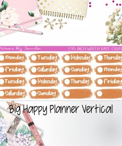 Date Covers 1.95 inch Width Quarter Box Labels 085 for Big Happy Planner Vertical Planner Stickers