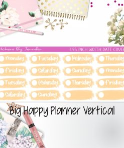 Date Covers 1.95 inch Width Quarter Box Labels 086 for Big Happy Planner Vertical Planner Stickers