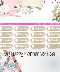 Date Covers 1.95 inch Width Quarter Box Labels 088 for Big Happy Planner Vertical Planner Stickers