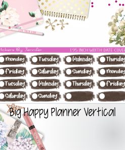 Date Covers 1.95 inch Width Quarter Box Labels 091 for Big Happy Planner Vertical Planner Stickers