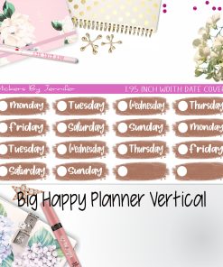 Date Covers 1.95 inch Width Quarter Box Labels 094 for Big Happy Planner Vertical Planner Stickers