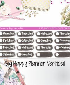 Date Covers 1.95 inch Width Quarter Box Labels 095 for Big Happy Planner Vertical Planner Stickers