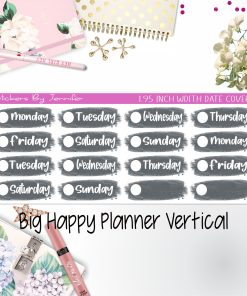 Date Covers 1.95 inch Width Quarter Box Labels 099 for Big Happy Planner Vertical Planner Stickers