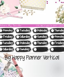 Date Covers 1.95 inch Width Quarter Box Labels 100 for Big Happy Planner Vertical Planner Stickers
