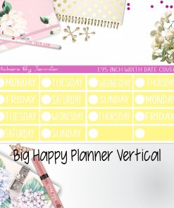 Date Covers 1.95 inch Width Quarter Box Labels 101 for Big Happy Planner Vertical Planner Stickers