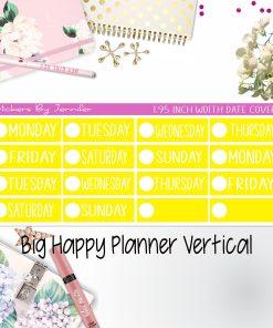 Date Covers 1.95 inch Width Quarter Box Labels 102 for Big Happy Planner Vertical Planner Stickers