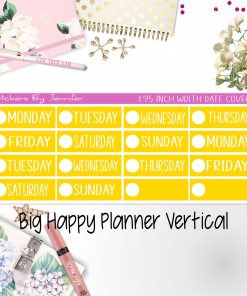 Date Covers 1.95 inch Width Quarter Box Labels 103 for Big Happy Planner Vertical Planner Stickers