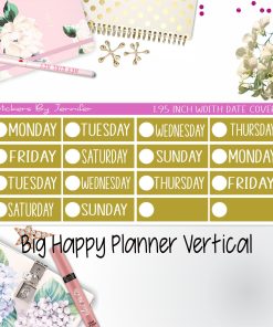 Date Covers 1.95 inch Width Quarter Box Labels 105 for Big Happy Planner Vertical Planner Stickers