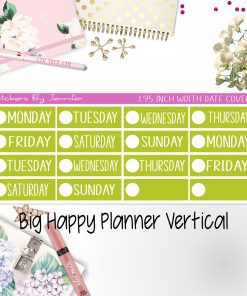 Date Covers 1.95 inch Width Quarter Box Labels 107 for Big Happy Planner Vertical Planner Stickers