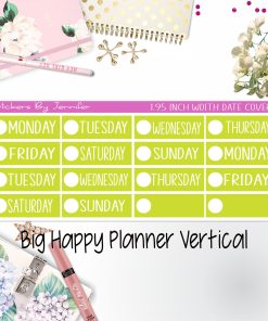 Date Covers 1.95 inch Width Quarter Box Labels 108 for Big Happy Planner Vertical Planner Stickers