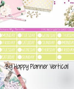 Date Covers 1.95 inch Width Quarter Box Labels 109 for Big Happy Planner Vertical Planner Stickers