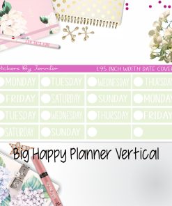 Date Covers 1.95 inch Width Quarter Box Labels 111 for Big Happy Planner Vertical Planner Stickers