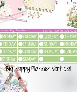 Date Covers 1.95 inch Width Quarter Box Labels 113 for Big Happy Planner Vertical Planner Stickers
