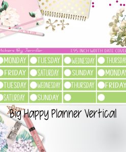 Date Covers 1.95 inch Width Quarter Box Labels 115 for Big Happy Planner Vertical Planner Stickers