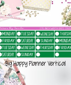 Date Covers 1.95 inch Width Quarter Box Labels 119 for Big Happy Planner Vertical Planner Stickers