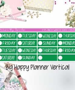 Date Covers 1.95 inch Width Quarter Box Labels 121 for Big Happy Planner Vertical Planner Stickers