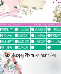 Date Covers 1.95 inch Width Quarter Box Labels 122 for Big Happy Planner Vertical Planner Stickers
