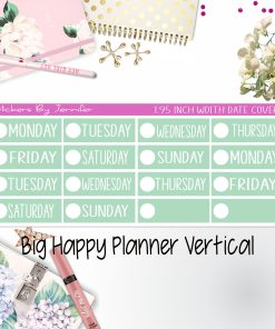 Date Covers 1.95 inch Width Quarter Box Labels 124 for Big Happy Planner Vertical Planner Stickers