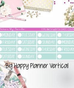 Date Covers 1.95 inch Width Quarter Box Labels 125 for Big Happy Planner Vertical Planner Stickers
