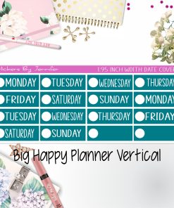 Date Covers 1.95 inch Width Quarter Box Labels 128 for Big Happy Planner Vertical Planner Stickers