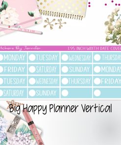 Date Covers 1.95 inch Width Quarter Box Labels 130 for Big Happy Planner Vertical Planner Stickers