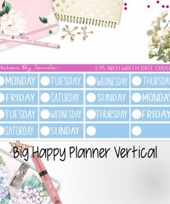 Date Covers 1.95 inch Width Quarter Box Labels 134 for Big Happy Planner Vertical Planner Stickers