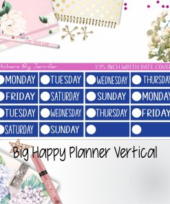 Date Covers 1.95 inch Width Quarter Box Labels 138 for Big Happy Planner Vertical Planner Stickers