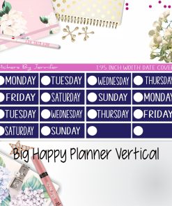 Date Covers 1.95 inch Width Quarter Box Labels 140 for Big Happy Planner Vertical Planner Stickers