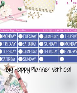 Date Covers 1.95 inch Width Quarter Box Labels 141 for Big Happy Planner Vertical Planner Stickers