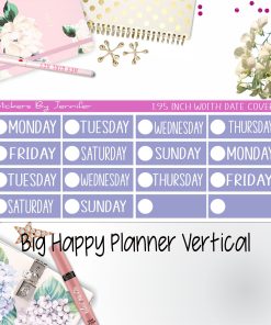 Date Covers 1.95 inch Width Quarter Box Labels 143 for Big Happy Planner Vertical Planner Stickers
