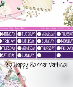Date Covers 1.95 inch Width Quarter Box Labels 150 for Big Happy Planner Vertical Planner Stickers