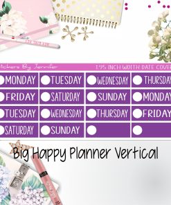 Date Covers 1.95 inch Width Quarter Box Labels 151 for Big Happy Planner Vertical Planner Stickers